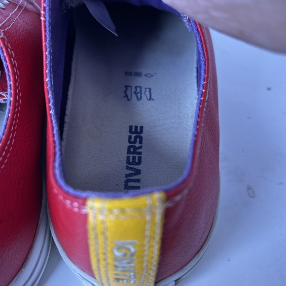 Chuck Taylor Red Leather Converse Sneakers Sz 10.5 - Picture 5 of 11